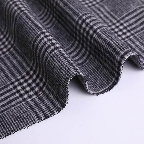现货黑白格千服鸟面格布毛呢面料80羊NFL毛双面呢大料衣装料