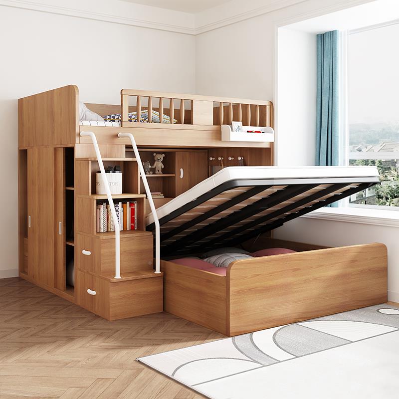 Z衣&儿童交错位双式上下床层床小户型家用子母A08床书桌柜一体错