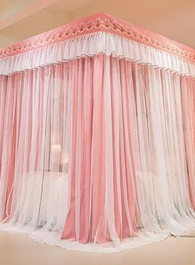 款双层遮光防蚊落地蚊帐绣刺花新边款宫廷蚊三帐开门布帘EXE家用