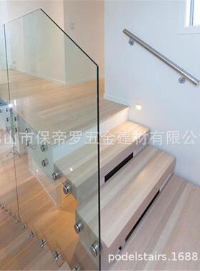 室旋转梯钢木楼玻璃护扶手家栏用单梁EFO栏内杆玻璃