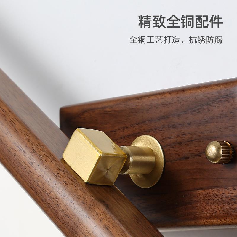 台镜灯黑胡桃木浴前室化1妆具镜柜补光灯全铜新中式实木可旋转壁