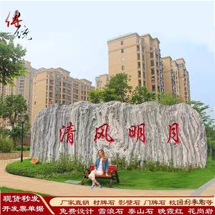 大型景观壁石天然雪校浪石村牌刻字村标石无品牌/头泰山石影石庭