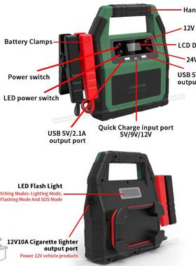 IOJ12V/24V通用多功汽5车应急启动型电源自驾游备用电源能000A