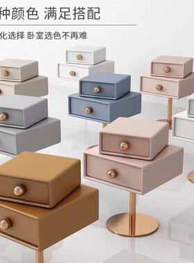 方糖床柜头卧室家用床实木头收纳柜小型TAR简约轻奢可旋转床边柜