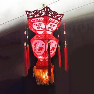 中非遗灯笼道红色针刺无骨花灯中式景区古镇街灯83913秋会化亮装
