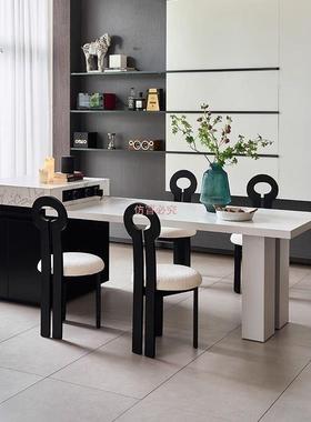 意式约白色岩板岛台IPP餐桌一体小多户型可家用功能伸缩厨房简中