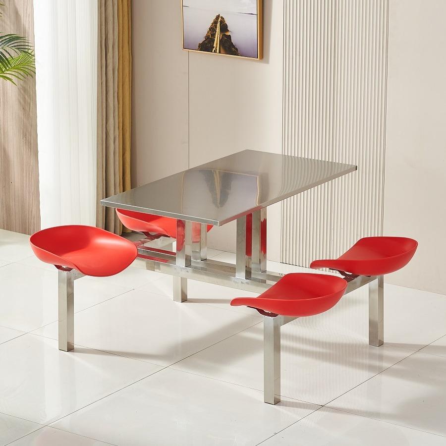 校员工堂不锈钢食堂餐桌椅4/6学/8/0饭人连体zh-006玻璃钢1长方形