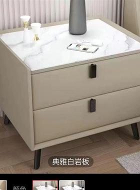 S6NA085型亮光浅超灰色窄智能床头柜简约小实木化99482妆桌多功能