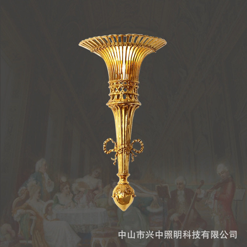 欧式全铜壁灯法式客厅高档大型火炬走廊玄关创意过道别墅脱蜡墙灯