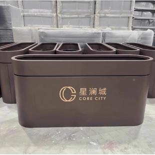 不锈钢树箱花VOL铁花艺长方形槽圆合筒花钵花坛盆户外组街道花架