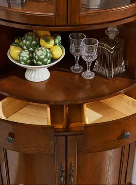 202酒5款美式全墙实木角柜客厅角柜双门新带灯餐厅转角柜XCL三角