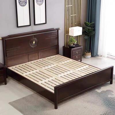 新中木11181式橡胶实木床1米.5奢卧室家用简约轻1.8米双人高箱储