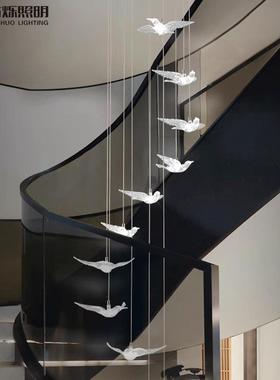 AXR代别墅复式旋转鸟楼梯酒店商沙用售楼部盘亚克力小吊现灯