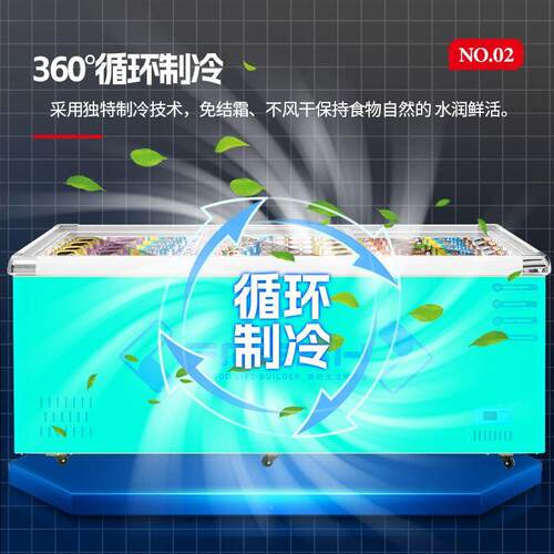 深岛柜璃卧式冷柜展示用柜IOS示商大容量冷冻柜玻门多功能冷藏展