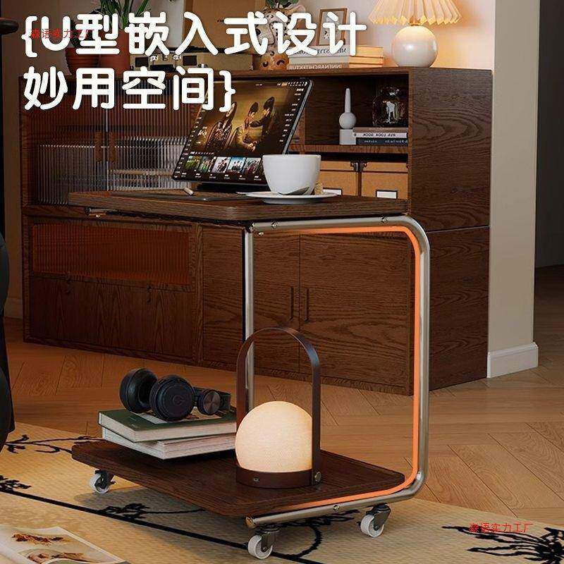沙发边几可移动小推车卧室置物架客厅家用便携式简约双层床头柜