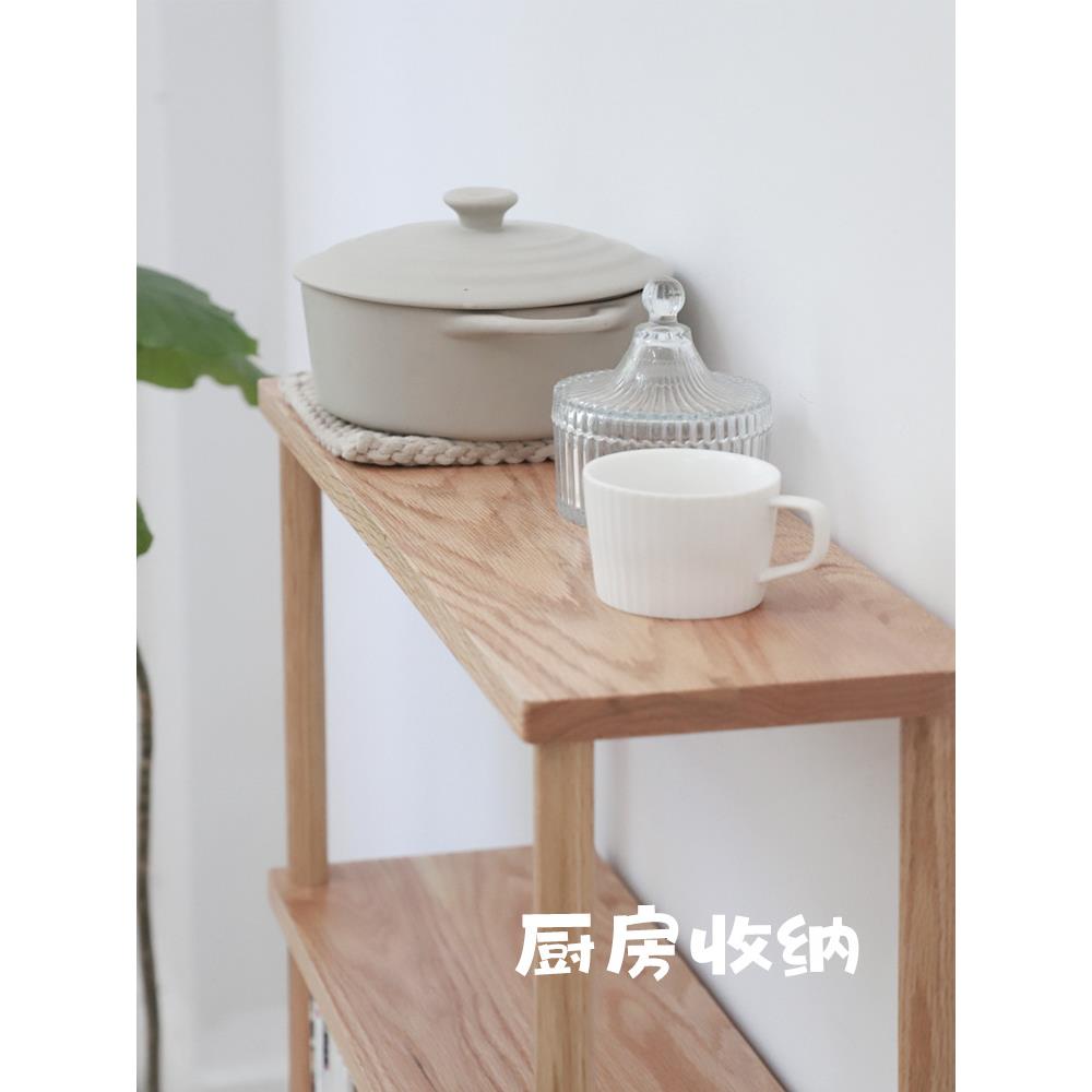薄窄式橡木木置物架落地书架夹缝日儿童木质窄款圆柱实书柜极窄层