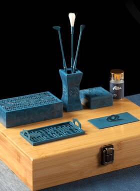 直供烧蓝专厂业香道用具扇TKZ窗祥法云套工装沉檀香粉古打篆铜炉