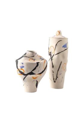 简约创意彩绘树脂28738花瓶装花器板房桌面茶几视柜软饰品工电样