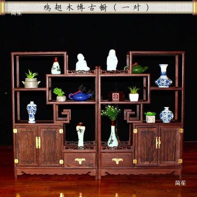 鸡木博古架实木中式置37528隔断柜多翅宝阁茶室物架复风收纳古柜