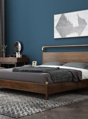 轻床奢中式木床实.桃木双人简约床.63731..胡米现代主卧家用婚床