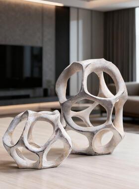 现代艺术创意抽象镂空球摆件展厅样板间客厅玄关书柜家居工艺品