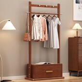 985实木衣帽架落地卧室衣抽架挂屉一体现代简约架家用储物多功能