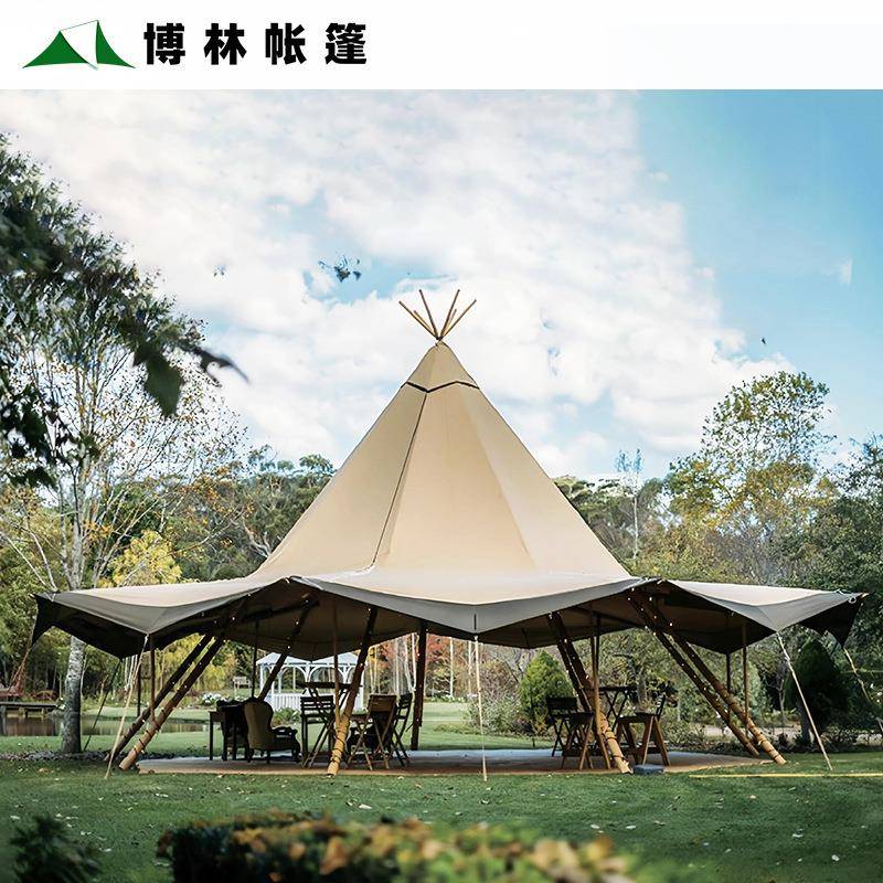 大型tipi印型第安438帐篷多人聚大字塔大草帽会帐篷休闲尖顶金帐