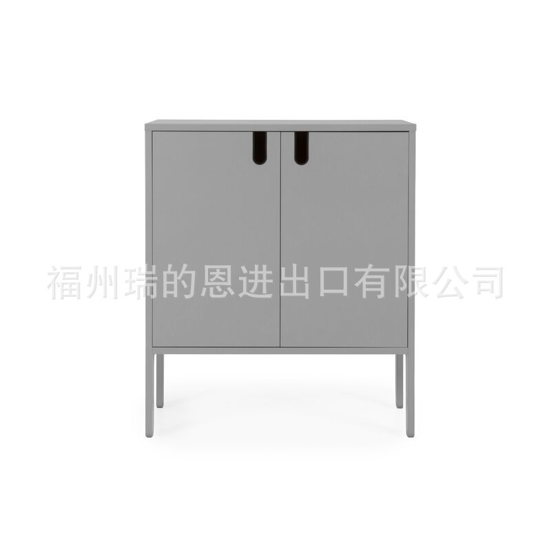 现代简约木制双门储物柜浴室卧室客厅边柜双门柜灰色