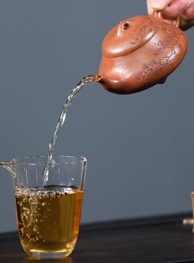 兴紫宜砂风壶源m头纯手工刻绘松茶壶汉棠石瓢24101877松0l