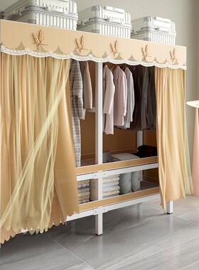 免安装出柜家用卧衣室租JJN房用现代简约衣柜折叠钢布架纱帘简易