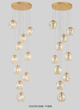 北欧创意楼梯吊灯复式楼别客墅厅餐厅吊63659灯代家用吊旋转楼梯