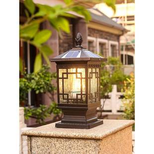 墙太阳能围柱头灯中式家用户外门庭灯wqd-026室外防水别墅院景观