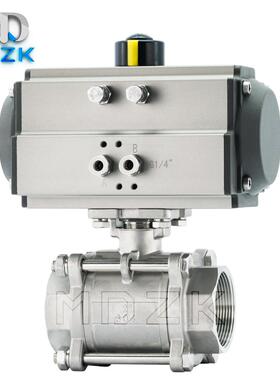 Q611F-16P气动340不锈钢三片式丝口扣END球阀N1520025324506D5