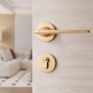 室内家用房门锁磁MLQ拉丝吸静音木门分锁拉金丝门锁体卧室金色轻