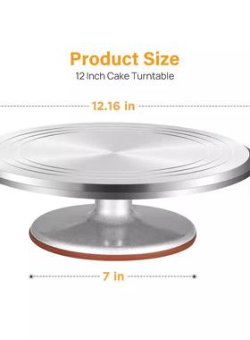 合金转台12寸LHJ01旋转蛋糕盘带防烘滑垫底部焙用具蛋糕铝装饰转
