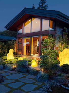 户外发光石头灯防水草鹅坪卵石灯花园65585饰别亮墅庭院化装景观