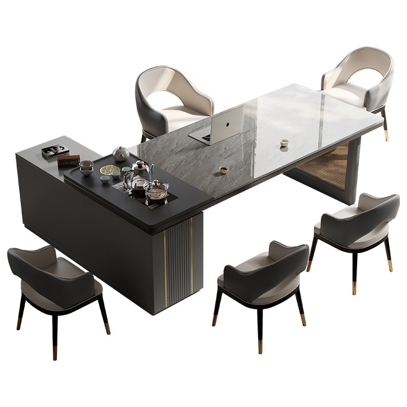 岩板茶桌现代简约k轻奢办公室泡茶桌椅组合茶台烧水壶一体茶具套