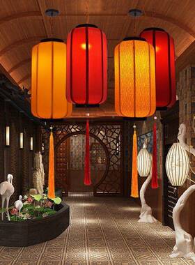 瓜灯笼喜挂庆DTX复古中国风冬中式件吊灯户外羊皮挂饰广告布艺