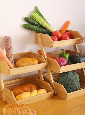 竹制蔬菜面沥水架酒厨房店蔬水果菜收纳篮A250310包饼干展示架零