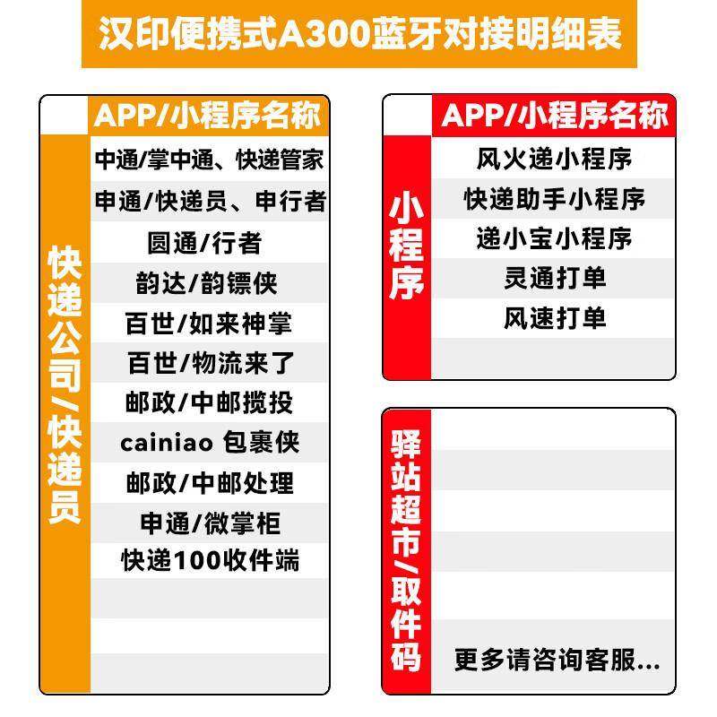 汉印A300热递敏快标签面单打印机打印便A300/A30携式小型打单机