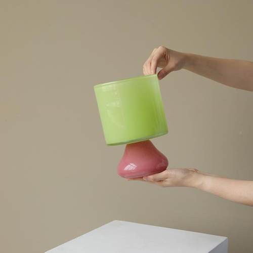 法高脚玻璃花瓶中古摆件轻奢高级式感客特H-61L别好看的花厅装饰