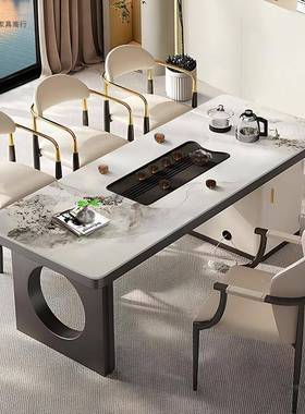 轻奢岩茶台桌一体一整阳台茶桌现代VJQ简约套客厅办板公室泡茶茶
