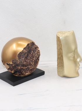 现代简约饰抽象WUM艺木术树脂摆件样板间电纹视柜创意家居软装品