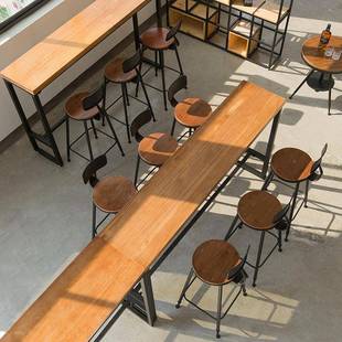 jf017美式 实木吧台桌家用简约台靠墙长条桌子窄阳高脚奶茶窗酒吧