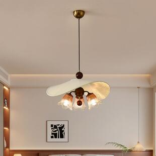 法式中古风餐厅吊灯宋式美学布艺吊灯美式高级氛围感餐桌玻璃吊灯