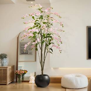 轻奢仿真花树垂丝茉莉仿生室内装饰摄影道具假绿植摆件仿真花盆栽