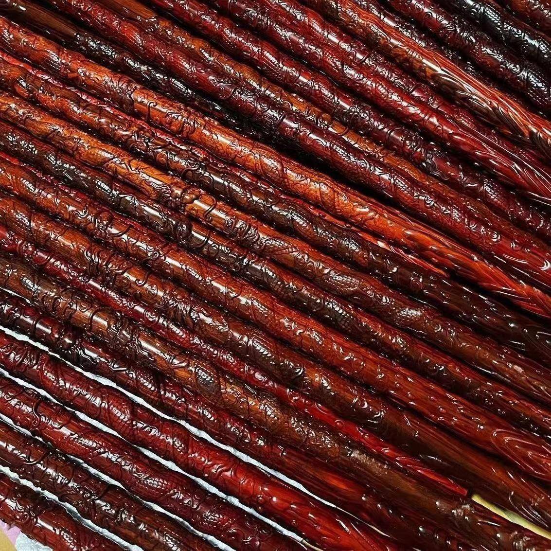 小叶紫檀盘龙叶4018棍车载棍把玩棍刻小紫檀雕把件龙年礼手品