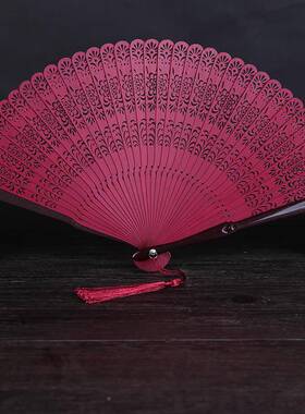 欧扇版复雕刻古档竹制摆饰工艺礼GSU品扇日式折扇女高古风折扇