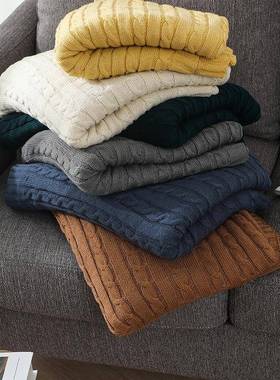 午北休毯墨绿室针i织毯床尾巾nsTB-59662风欧沙发毯轻奢办公毯子