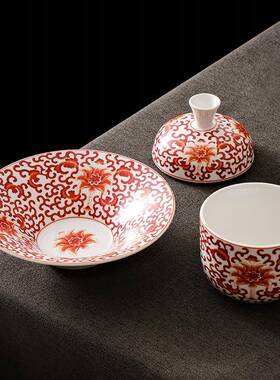 高端酒店位上陶瓷一人汤炖盅盅燕窝SUC盅饭份店会所私房菜特餐色